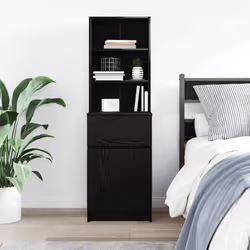 vidaXL Bedside Cabinet Grey Sonoma 39x35x125 cm Engineered Wood bedside table - black - Additional view 2