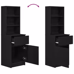 vidaXL Bedside Cabinet Grey Sonoma 39x35x125 cm Engineered Wood bedside table - black - Additional view 8