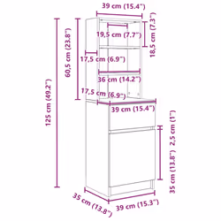 vidaXL Bedside Cabinet Grey Sonoma 39x35x125 cm Engineered Wood bedside table - brown oak