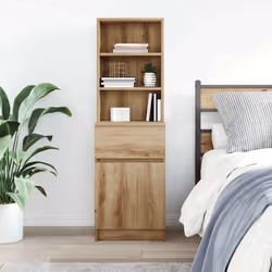 vidaXL Bedside Cabinet Grey Sonoma 39x35x125 cm Engineered Wood bedside table - artisan oak