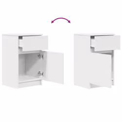 vidaXL Bedside Cabinet Grey Sonoma 39x35x65 cm Engineered Wood bedside table - white, 1 pcs - Additional view 8