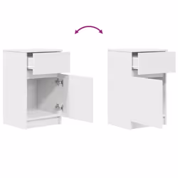 vidaXL Bedside Cabinet Grey Sonoma 39x35x65 cm Engineered Wood bedside table - white, 2 pcs - Additional view 9