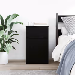 vidaXL Bedside Cabinet Grey Sonoma 39x35x65 cm Engineered Wood bedside table - black, 1 pcs - Additional view 2