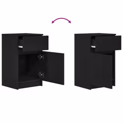 vidaXL Bedside Cabinet Grey Sonoma 39x35x65 cm Engineered Wood bedside table - black, 1 pcs - Additional view 8