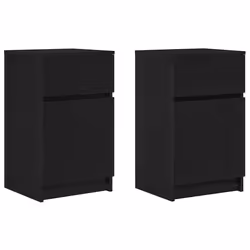 vidaXL Bedside Cabinet Grey Sonoma 39x35x65 cm Engineered Wood bedside table - black, 2 pcs