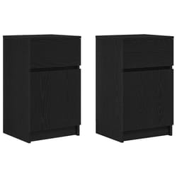 vidaXL Bedside Cabinet Grey Sonoma 39x35x65 cm Engineered Wood bedside table - black, 2 pcs