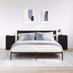 vidaXL Bedside Cabinet Grey Sonoma 39x35x65 cm Engineered Wood bedside table - black, 2 pcs