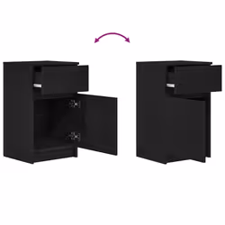 vidaXL Bedside Cabinet Grey Sonoma 39x35x65 cm Engineered Wood bedside table - black, 2 pcs - Additional view 9