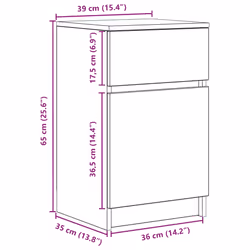 vidaXL Bedside Cabinet Grey Sonoma 39x35x65 cm Engineered Wood bedside table - sonoma oak, 1 pcs