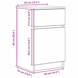 vidaXL Bedside Cabinet Grey Sonoma 39x35x65 cm Engineered Wood bedside table - concrete grey, 1 pcs