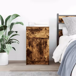 vidaXL Bedside Cabinet Grey Sonoma 39x35x65 cm Engineered Wood bedside table - smoked oak, 1 pcs - Additional view 2