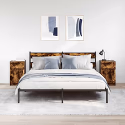 vidaXL Bedside Cabinet Grey Sonoma 39x35x65 cm Engineered Wood bedside table - smoked oak, 2 pcs - Additional view 2