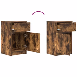 vidaXL Bedside Cabinet Grey Sonoma 39x35x65 cm Engineered Wood bedside table - smoked oak, 2 pcs - Additional view 9