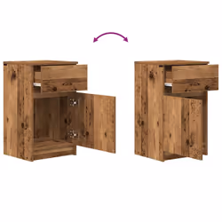 vidaXL Bedside Cabinet Grey Sonoma 39x35x65 cm Engineered Wood bedside table - old wood, 1 pcs - Additional view 8