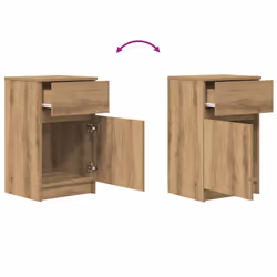 vidaXL Bedside Cabinet Grey Sonoma 39x35x65 cm Engineered Wood bedside table - artisan oak, 1 pcs - Additional view 8