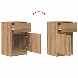 vidaXL Bedside Cabinet Grey Sonoma 39x35x65 cm Engineered Wood bedside table - artisan oak, 2 pcs - Additional view 9