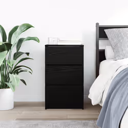 vidaXL Bedside Cabinet with 3 Drawers Black 39x35x65 cm bedside table - Additional view 2