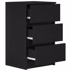 vidaXL Bedside Cabinet with 3 Drawers Black 39x35x65 cm bedside table - Additional view 4