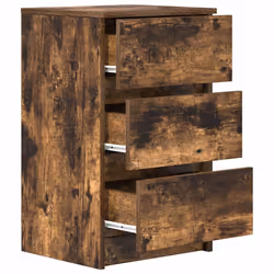 vidaXL Bedside Cabinet with 3 Drawers Smoked Oak 39x35x65 cm bedside table - Additional view 4
