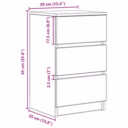 vidaXL Bedside Cabinets with 3 Drawers 2 pcs Smoked Oak 39x35x65 cm - Additional view 3