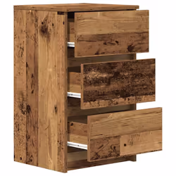 vidaXL Bedside Cabinet with 3 Drawers Old Wood 39x35x65 cm bedside table - Additional view 4