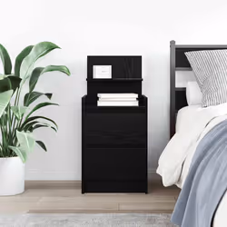 vidaXL Bedside Cabinets with 2 Drawers 2 pcs Concrete Grey 38x34x80 cm - black, 1 pcs - Additional view 2