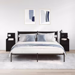 vidaXL Bedside Cabinets with 2 Drawers 2 pcs Concrete Grey 38x34x80 cm - black, 2 pcs - Additional view 2