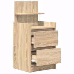 vidaXL Bedside Cabinets with 2 Drawers 2 pcs Concrete Grey 38x34x80 cm - sonoma oak, 1 pcs - Additional view 4