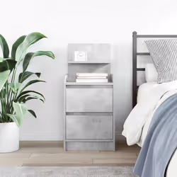 vidaXL Bedside Cabinets with 2 Drawers 2 pcs Concrete Grey 38x34x80 cm - concrete grey, 1 pcs - Additional view 2
