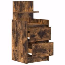 vidaXL Bedside Cabinets with 2 Drawers 2 pcs Concrete Grey 38x34x80 cm - smoked oak, 2 pcs - Additional view 4