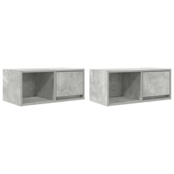 vidaXL TV Cabinet Sonoma Oak 80x31x25.5 cm Engineered Wood TV bench - concrete grey, 2 pcs/ 60 cm