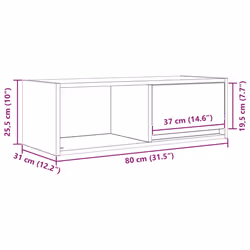 vidaXL TV Cabinet Sonoma Oak 80x31x25.5 cm Engineered Wood TV bench - white, 1 pcs/ 80 cm - Additional view 3