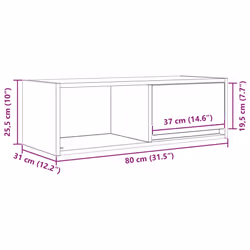 vidaXL TV Cabinet Sonoma Oak 80x31x25.5 cm Engineered Wood TV bench - black oak, 1 pcs/ 80 cm