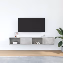 vidaXL TV Cabinet Sonoma Oak 80x31x25.5 cm Engineered Wood TV bench - concrete grey, 2 pcs/ 80 cm
