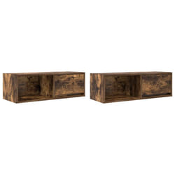 vidaXL TV Cabinet Sonoma Oak 80x31x25.5 cm Engineered Wood TV bench - smoked oak, 2 pcs/ 80 cm