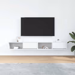 vidaXL TV Cabinet Sonoma Oak 80x31x25.5 cm Engineered Wood TV bench - white, 2 pcs/ 100 cm