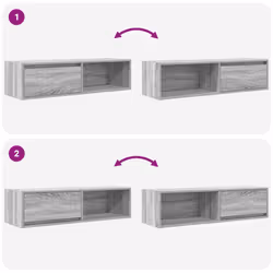 vidaXL TV Cabinet Sonoma Oak 80x31x25.5 cm Engineered Wood TV bench - grey sonoma, 2 pcs/ 100 cm - Additional view 9