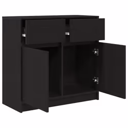 vidaXL Sideboard with Drawer Black Oak 80x34x76 cm Engineered Wood - Additional view 6