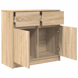 vidaXL Sideboard with Drawer Sonoma Oak 80x34x76 cm Engineered Wood - Additional view 4