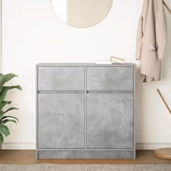 vidaXL Sideboard with Drawer Concrete Grey 80x34x76 cm Engineered Wood - Additional view 4