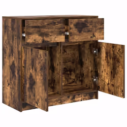 vidaXL Sideboard with Drawer Smoked Oak 80x34x76 cm Engineered Wood - Additional view 4
