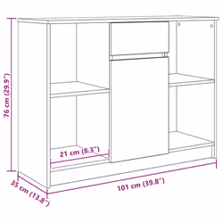 vidaXL Sideboard with Drawer Black Oak 101x35x76 cm Engineered Wood
