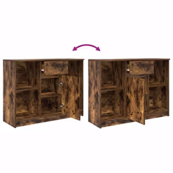 vidaXL Sideboard with Drawer Smoked Oak 101x35x76 cm Engineered Wood - Additional view 8