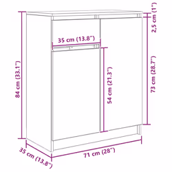 vidaXL Sideboard with Drawer White 71x35x84 cm Engineered Wood storage cabinet