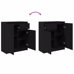 vidaXL Sideboard with Drawer Black Oak 71x35x84 cm Engineered Wood - Additional view 8