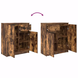 vidaXL Sideboard with Drawer Smoked Oak 71x35x84 cm Engineered Wood - Additional view 8