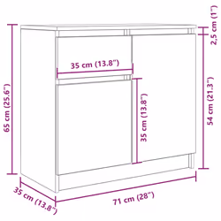 vidaXL Sideboard with Drawer White 71x35x65 cm Engineered Wood storage cabinet