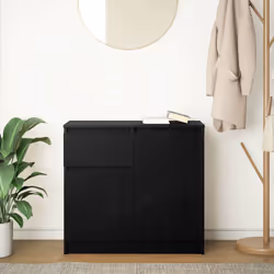 vidaXL Sideboard with Drawer Black Oak 71x35x65 cm Engineered Wood