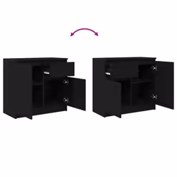 vidaXL Sideboard with Drawer Black Oak 71x35x65 cm Engineered Wood - Additional view 8