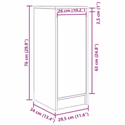vidaXL Sideboard Grey Sonoma 29.5x34x76 cm Engineered Wood storage cabinet - Additional view 3